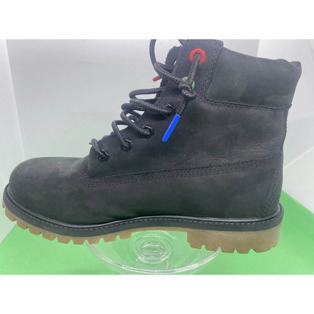 Timberland 6 inch Premium Boots Black Patch Youth Junior TB0A2A75 001 Boys Sz 7